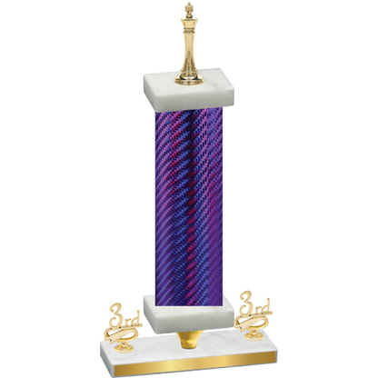 Premium Single Purple Carbon Fiber Third Place Chess Trophy