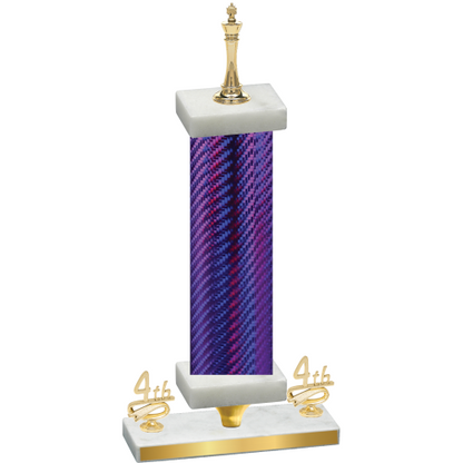 Premium Single Purple Carbon Fiber Fourth Place Chess Trophy