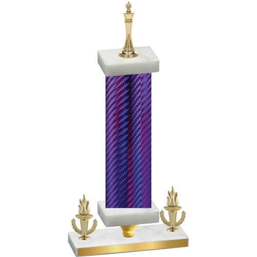 Premium Single Purple Carbon Fiber Victory Chess Trophy