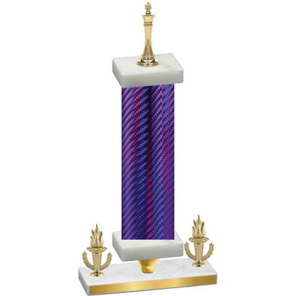 Premium Single Purple Carbon Fiber Victory Chess Trophy