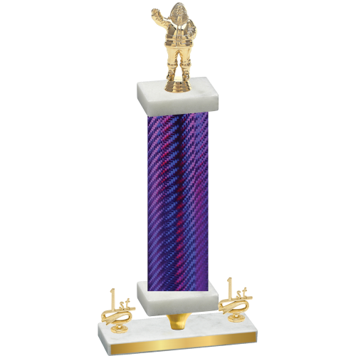 Premium Single Purple Carbon Fiber First Place Holiday Trophy