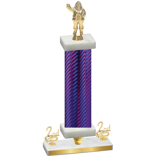 Premium Single Purple Carbon Fiber Second Place Holiday Trophy