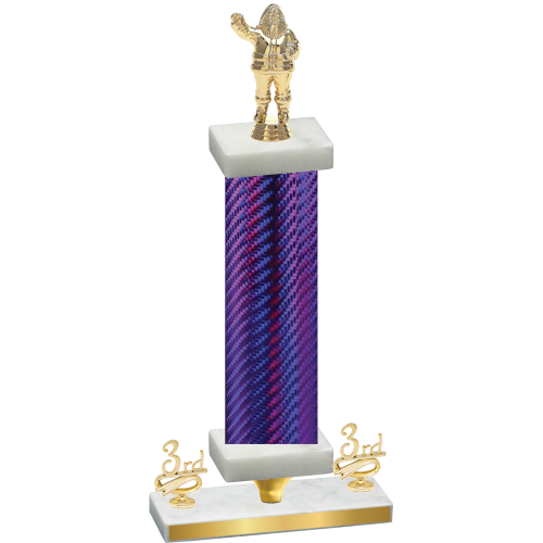 Premium Single Purple Carbon Fiber Third Place Holiday Trophy