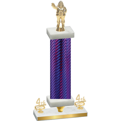 Premium Single Purple Carbon Fiber Fourth Place Holiday Trophy