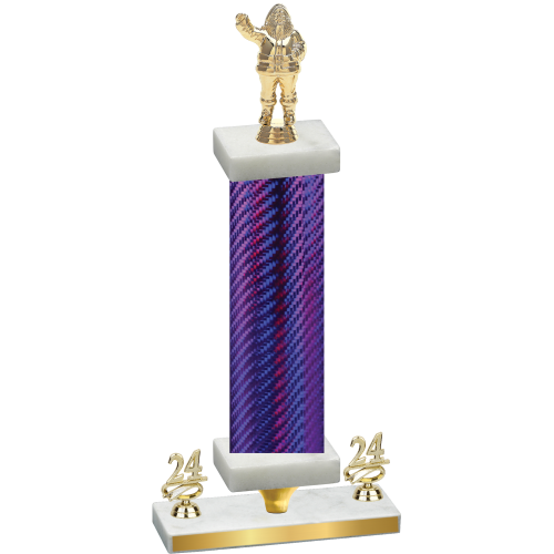 Premium Single Purple Carbon Fiber Year Holiday Trophy