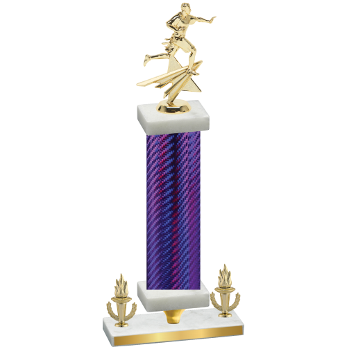 Premium Single Purple Carbon Fiber Victory Flag Football Trophy