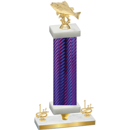 Premium Single Purple Carbon Fiber First Place Fishing Trophy