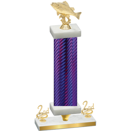 Premium Single Purple Carbon Fiber Second Place Fishing Trophy