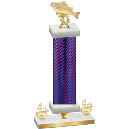 Premium Single Purple Carbon Fiber Fourth Place Fishing Trophy