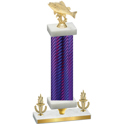 Premium Single Purple Carbon Fiber Victory Fishing Trophy