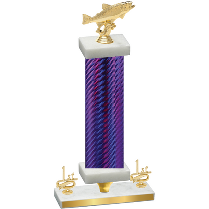 Premium Single Purple Carbon Fiber First Place Fishing Trophy