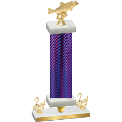 Premium Single Purple Carbon Fiber Second Place Fishing Trophy