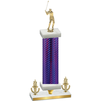 Premium Single Purple Carbon Fiber Victory Golf Trophy