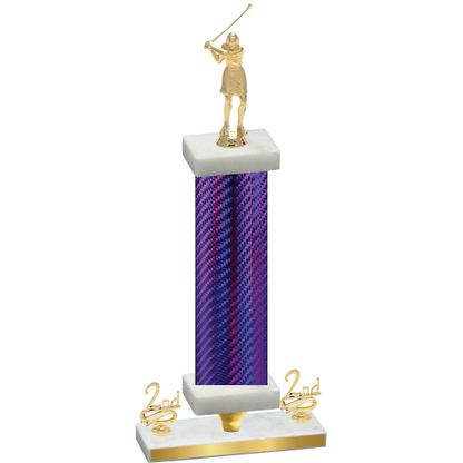 Premium Single Purple Carbon Fiber Second Place Golf Trophy