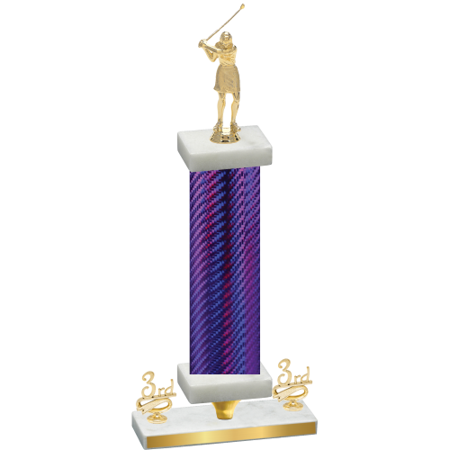 Premium Single Purple Carbon Fiber Third Place Golf Trophy