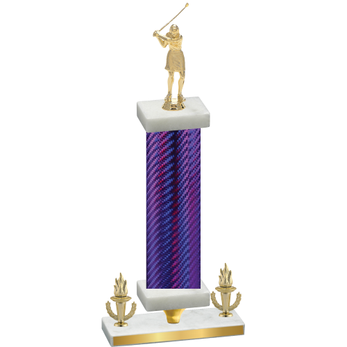 Premium Single Purple Carbon Fiber Victory Golf Trophy