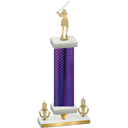 Premium Single Purple Carbon Fiber Victory Golf Trophy