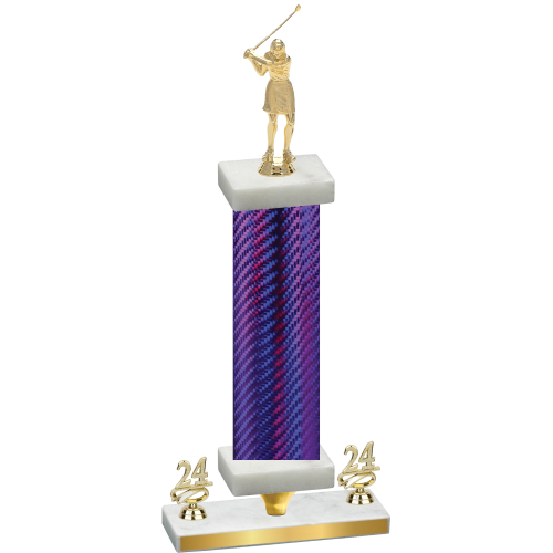 Premium Single Purple Carbon Fiber Year Golf Trophy