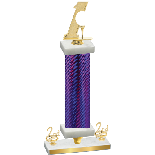 Premium Single Purple Carbon Fiber Second Place Golf Trophy