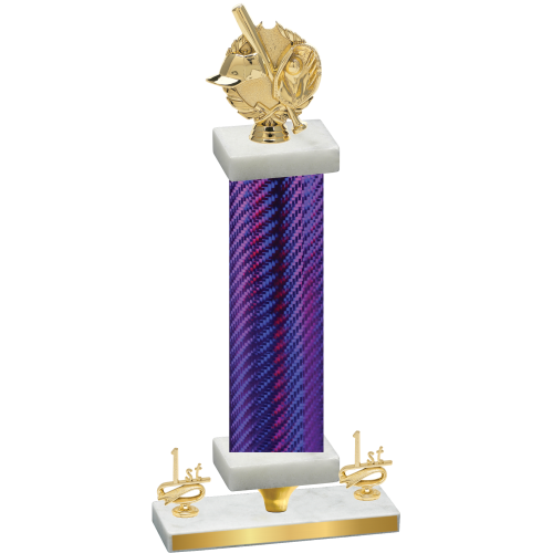 Premium Single Purple Carbon Fiber First Place Baseball Trophy