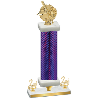 Premium Single Purple Carbon Fiber Second Place Baseball Trophy