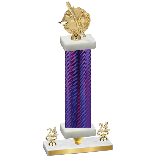 Premium Single Purple Carbon Fiber Year Baseball Trophy