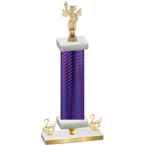 Premium Single Purple Carbon Fiber Second Place Academics Trophy