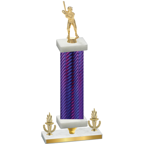 Premium Single Purple Carbon Fiber Victory Baseball Trophy