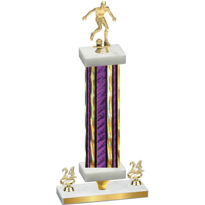 Premium Single Purple Glacier Year Soccer Trophy