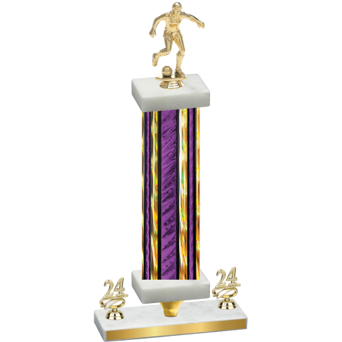 Premium Single Purple Glacier Year Soccer Trophy