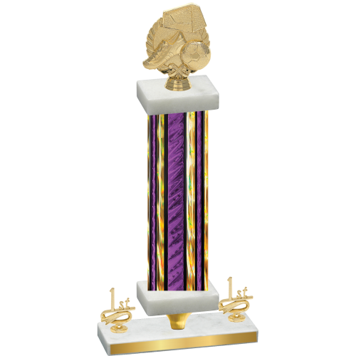 Premium Single Purple Glacier First Place Soccer Trophy