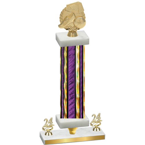 Premium Single Purple Glacier Year Soccer Trophy