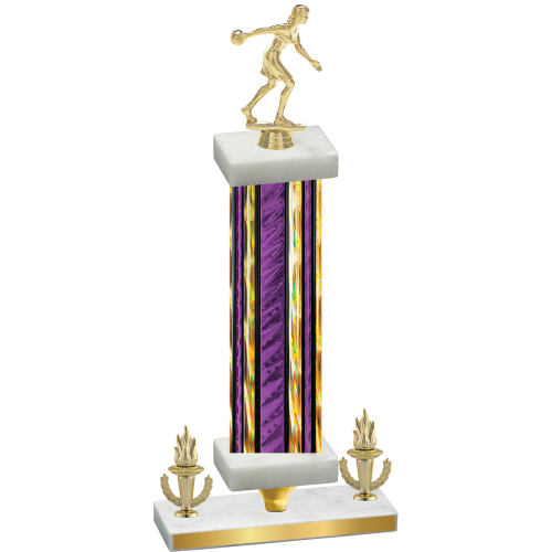 Premium Single Purple Glacier Victory Bowling Trophy