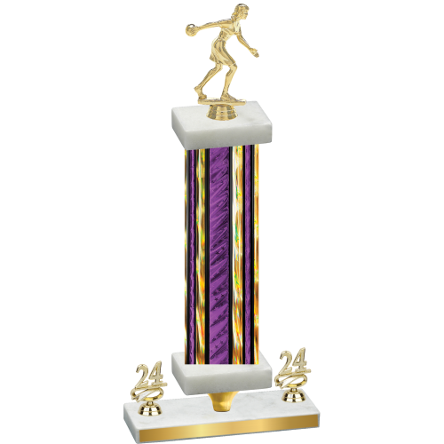 Premium Single Purple Glacier Year Bowling Trophy