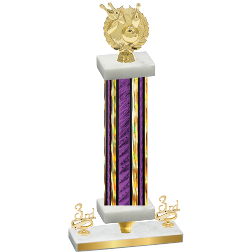 Premium Single Purple Glacier Third Place Bowling Trophy