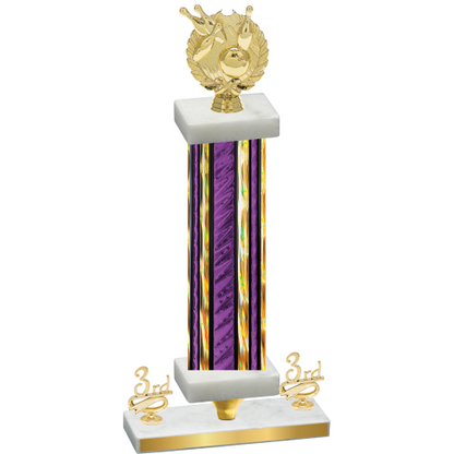 Premium Single Purple Glacier Third Place Bowling Trophy