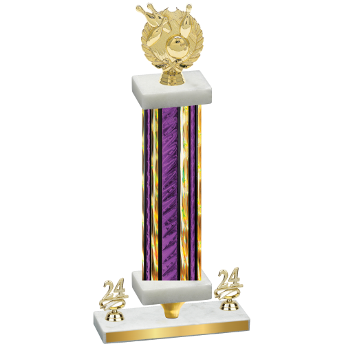 Premium Single Purple Glacier Year Bowling Trophy