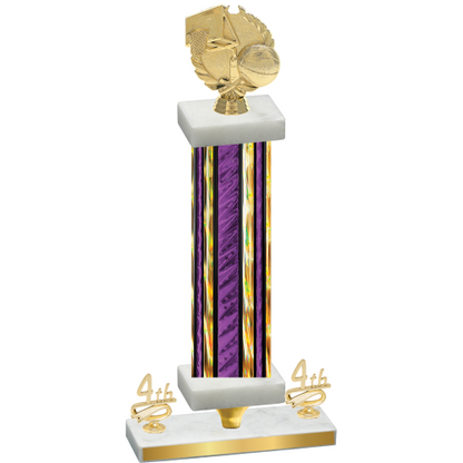 Premium Single Purple Glacier Fourth Place Basketball Trophy