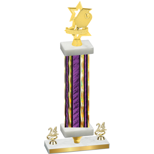 Premium Single Purple Glacier Year Pickleball Trophy