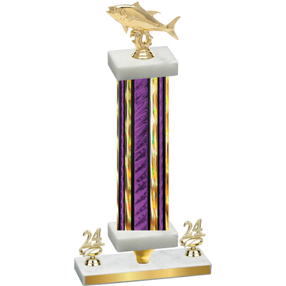 Premium Single Purple Glacier Year Fishing Trophy