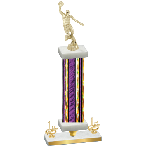 Premium Single Purple Glacier First Place Basketball Trophy