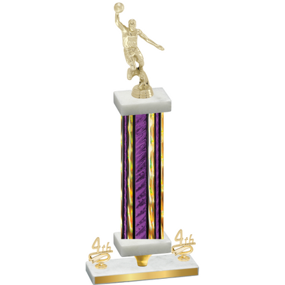Premium Single Purple Glacier Fourth Place Basketball Trophy