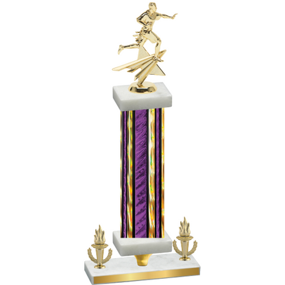 Premium Single Purple Glacier Victory Flag Football Trophy