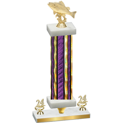 Premium Single Purple Glacier Year Fishing Trophy