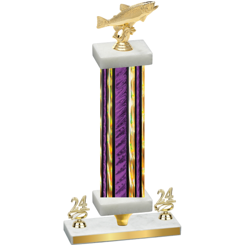 Premium Single Purple Glacier Year Fishing Trophy