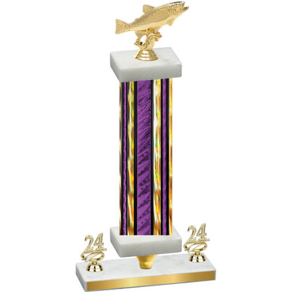 Premium Single Purple Glacier Year Fishing Trophy