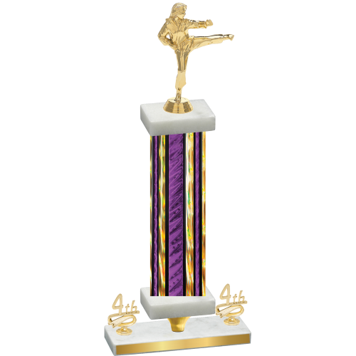 Premium Single Purple Glacier Fourth Place Karate Trophy