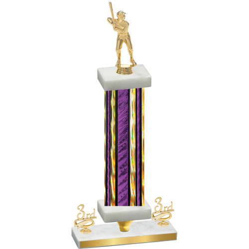 Premium Single Purple Glacier Third Place Baseball Trophy