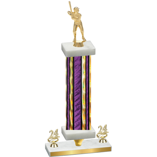 Premium Single Purple Glacier Year Baseball Trophy