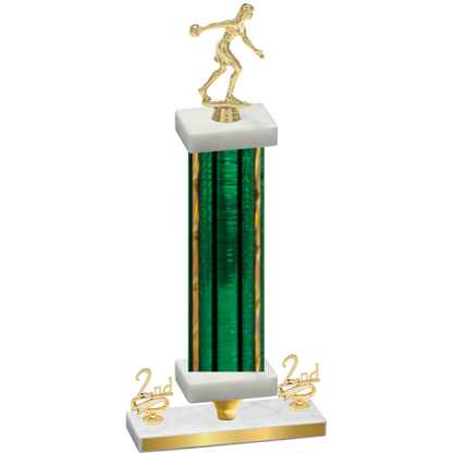 Premium Single Green Glacier Second Place Bowling Trophy